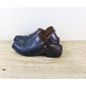 Ariat Shoes Womens 7B Black Leather Santa Cruz Snake Print Trim Mules Western